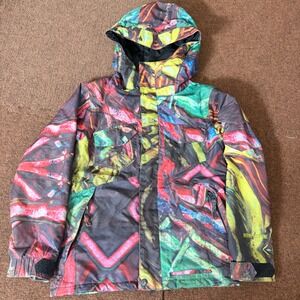 Volcom Youth Snowboard Jacket Multicolor Abstract Print Waterproof Size S P 768